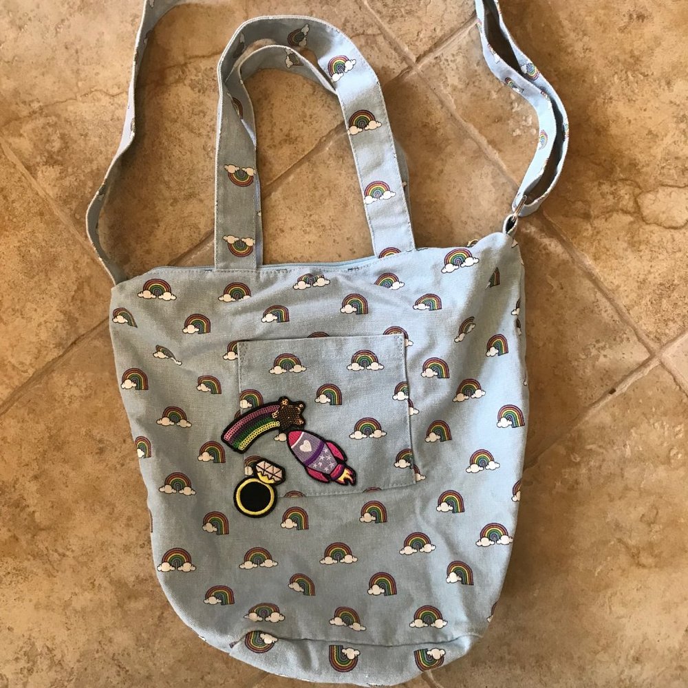 Canvas Tote Bag with Rainbows